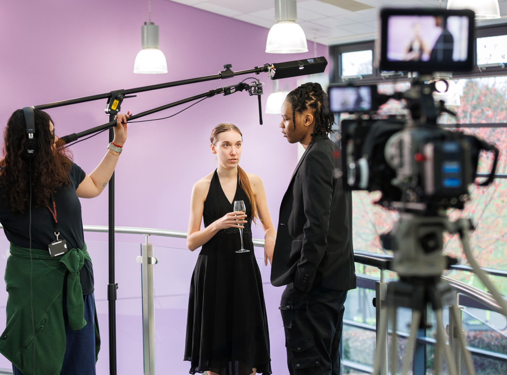 Two actors on a film set